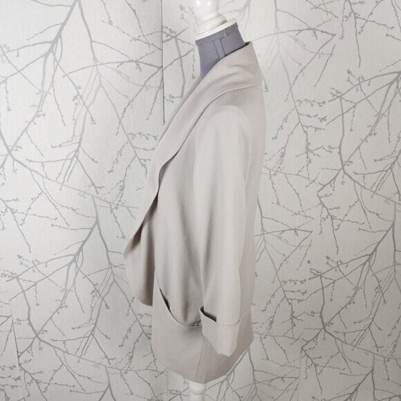 Wilfred Warm Gray Crepe Drape Open Front Chevalier Blazer - Picture 3 of 6